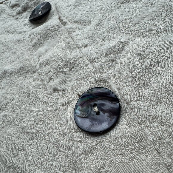 Habitat Women's Tencel Cotton Mother of Pearl Button Ivory Top Jacket Artsy Med - Picture 9 of 16